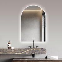 Miroir arqué en argent sans cuivre, miroir HD OEM personnalisé, miroir intelligent à LED tactile avec En12600 et Epr