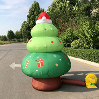 Système d'éclairage LED durable et résistant à l'eau pour mascotte gonflable géante personnalisée Longgang en forme de sapin de Noël avec chapeau de Père Noël