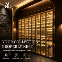 Mueble para Vino de Acero Inoxidable Personalizado, Mueble Exhibidor de Vino Dorado, Enfriador de Vino Comercial para Hotel, Restaurante, Bar, Villa