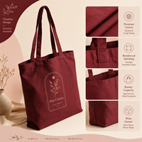 Tas Belanja Kanvas Pola Kartun Logo Kustom dengan Kantong Bahu Panjang, Penutup Kancing Jepret, Ukuran Dapat Disesuaikan, Untuk Pesta dan Penggunaan Luar Ruangan