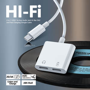 Vente en gros 2 en 1 Type C mâle vers prise casque 3.5mm Type C femelle convertisseur adaptateur convertisseur avec port de charge femelle Type C - Product Image 5