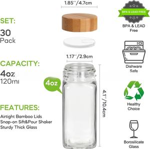 Pot à condiments rectangulaire en verre, fournitures de rangement pour la cuisine, pot Mason 120 ml, compatible micro-ondes, carton - Product Image 3
