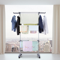 Séchoir à linge pliable à 4 niveaux en acier inoxydable, mobile et multifonctionnel, pour manteaux, linge et vêtements domestiques