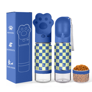 2 في 1 14 أونصة 18 أونصة زجاجة مياه مضادة للتسرب مصنوعة من الستانليس ستيل للسفر للأماكن الخارجية مزودة بأوعية قابلة للفصل ومواد لإطعام الحيوانات الأليفة - Product Image 1