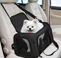 Sac de transport pliable en maille pour animaux de compagnie, multi-fermetures éclair, respirant, pour chat et chien, avec bandoulière pour petits animaux