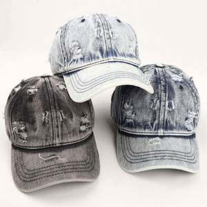 Wholesale Vintage Baseball Cap Denim <b>Dad</b> <b>Hat</b> Custom Washed Distressed Baseball Cap - Product Image 2