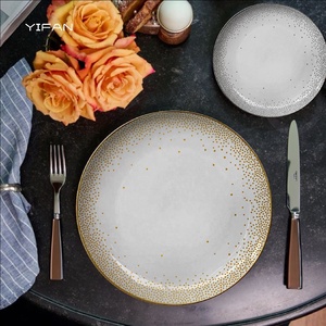 Gold Star Rim Bone China State Banquet Event Restaurants Traditional Meeting Party Wedding Bright Silver <b>Dinnerware</b> <b>Set</b> - Product Image 6