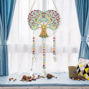 2023 оптовая продажа на заказ DIY в форме сердца Алмазный аксессуар настенный орнамент ветряные колокольчики для домашнего садового декора