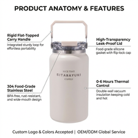 Bouteille d'eau isotherme personnalisée Kingze, grande capacité 1200 ml 1500 ml, en acier inoxydable, thermos, tasse de voyage pour café en plein air