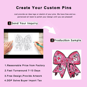 <span class=keywords><strong>Badge</strong></span> en métal personnalisé en alliage de zinc, émail souple, motif dessin animé mignon rose avec nœud, pour médecins et infirmières - Product Image 2