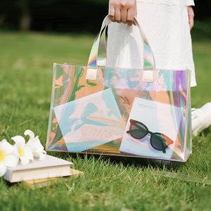 Fabricantes profesionales Bolsas de asas holográficas de PVC impermeables personalizadas para la vida diaria Viajes en la playa - Product Image 3