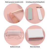 Kit de manucure jetable durable, emballé individuellement, mini polissoir à ongles, lime à ongles, bâtonnet en plastique, outil de pression pour ongles, boîte de rangement pour salon