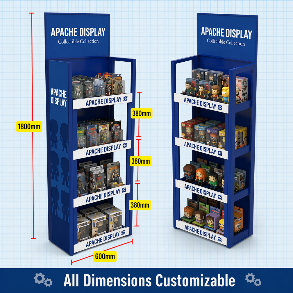 Heavy Duty Metal Toy Display Rack Floor Standing Figure Shelf 3-Tier Rotating Collectible Stand for Collectible Retail Store OEM — view 3