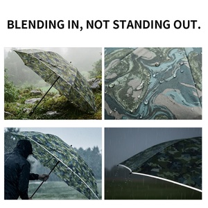 Reflective Stripe Guide Straight Camouflage Golf <b>Umbrella</b> Auto Open Button Oversize Large Disruptive Pattern 190T Pongee - Product Image 5