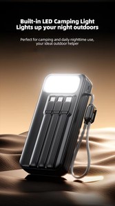 Batterie Externe <span class=keywords><strong>Solaire</strong></span> OEM 20000mAh PD 22.5W Charge Rapide Affichage Numérique 4 Câbles Intégrés <span class=keywords><strong>Chargeur</strong></span> Portable avec Lampe de Camping - Product Image 4