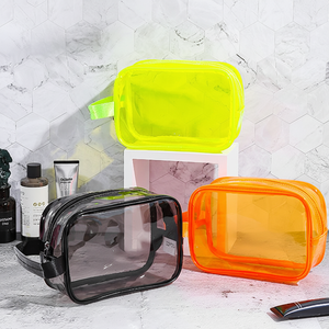 Cremallera de lavado de viaje de capacidad media de alta calidad transparente de PVC transparente personalizado para conjunto de bolsas de belleza bolsas de cosméticos estuches - Product Image 1