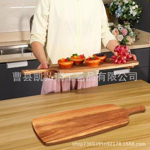 Planche à découper simple en bois pour steak et pizza avec poignée, planche à découper ronde en bois épaissie pour la cuisine domestique et la découpe de fromage - Product Image 1