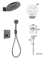 Mélangeur de salle de bain moderne de luxe tout en cuivre Douche à motif de pluie en laiton poli pour hôtels appartements Top Spray Trois types de rinçage
