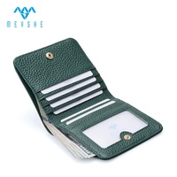 Dompet Kartu ID Kulit Asli Tipis Sederhana Lipat Dua Anti RFID Minimalis Wanita Harga Pabrik Custom