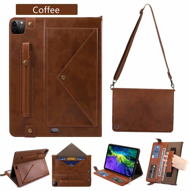 Fashion Envelope Slung Leather case for ipad Pro 12.9 Inch/ipad 11 2020 Card Slot Pen Slot Case for ipad