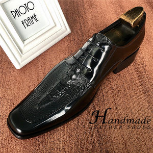 Chaussures en cuir coloré italiennes faites à la main pour hommes, tenue de travail formelle, cuir véritable haut de gamme, style britannique, chaussures de bureau - Product Image 4
