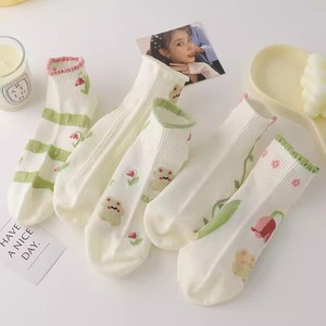 Women Ankle Socks With Tulip Flowers Breathable Mesh Sweat Absorbing Regular Casual Style Short Low Top Summer Socks - Product Image 3