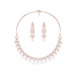 Luxury <b>Silver</b> Bridal Wedding Party Jewelry <b>Set</b> New Style Zircon <b>Necklace</b> <b>Earrings</b> Exquisite Custom Shape Classic Design Fashion - Product Image 1