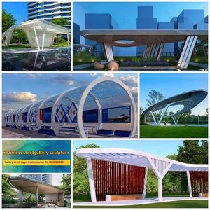 ศาลาสวนกลางแจ้งขนาดใหญ่สั่งทำพิเศษ โครงสร้างเหล็กสแตนเลส รูปทรงประติมากรรม ทางเดินโค้งงอแบบไม่สม่ำเสมอ - Product Image 2