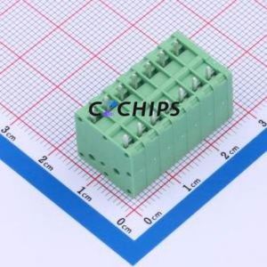 JL271R-35007G01 Spring Terminal Block Bent Lead Through Hole,P=3.5mm Connector 1x7P 3.5mm Green Right Angle Insert - Product Image 2