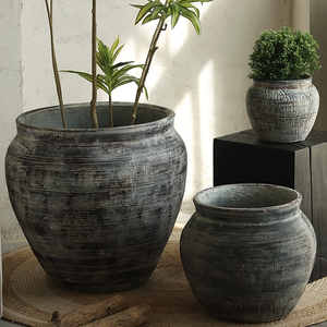 <span class=keywords><strong>Pot</strong></span> de fleurs décoratif de jardin <span class=keywords><strong>en</strong></span> <span class=keywords><strong>terre</strong></span> <span class=keywords><strong>cuite</strong></span>, pots <span class=keywords><strong>en</strong></span> céramique noirs de grande taille de style nordique - Product Image 1