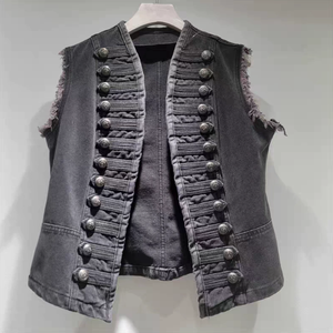 <span class=keywords><strong>Chaleco</strong></span> <span class=keywords><strong>vaquero</strong></span> sin mangas con cuello en V ajustado, estilo punk industrial, para <span class=keywords><strong>mujer</strong></span>, tendencia de verano 2026, nueva colección - Product Image 3
