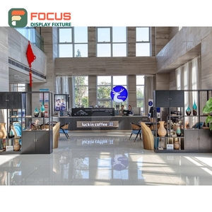 Vitrine à café illuminée, étagère de présentation en verre, espace de présentation de pâtisseries, vitrine de magasin, armoire à café - Product Image 2