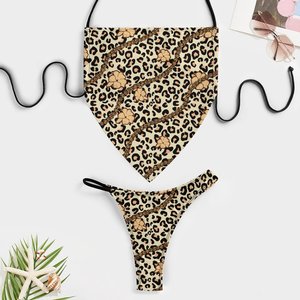 Bandeau Swimsuit Puakenikeni Lei Leopard Print Design <strong>Swimming</strong> <strong>Costumes</strong> for Girls Custom Print Women Bikini Sets Beach Wear - Product Image 3