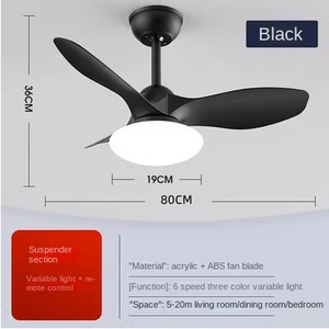 Antique Style Simple Full Spectrum <b>Ceiling</b> Fan DC AC Motors <b>Glass</b> Body Variable Frequency for Home Bedroom Restaurant Study Room - Product Image 6