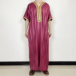 Nuevo Diseño <span class=keywords><strong>Al</strong></span> <span class=keywords><strong>Haramain</strong></span> Jubba, Kaftan Musulmán de Alta Calidad, Thobe Islámico Árabe de Manga Corta, Jubbah Qamis para Hombre - Product Image 4