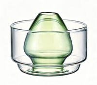 Tasse à matcha en verre borosilicate soufflé à la main, double paroi, transparente, pour thé au lait