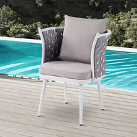 Fauteuils modernes en aluminium pour patio et jardin, chaises de salle à manger en corde grise