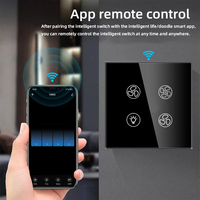 Interrupteur intelligent WiFi UBARO Tuya pour ventilateur et lumière, panneau tactile en verre trempé 86 mm, contrôle de la vitesse du ventilateur, compatible Alexa, Google Home, Smart Life