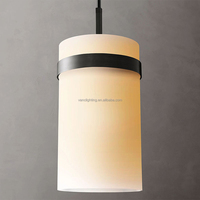 Lustre moderne en laiton et acier avec cylindre en verre, suspension pour plafond haut, chambre à coucher, salle à manger, lampe suspendue personnalisable