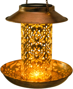 Mangeoire à oiseaux automatique classique Charge Iron pour l'extérieur, suspendue, portable, étanche IPX5, avec lanterne et crochet en S, pour les amoureux des oiseaux - Product Image 1