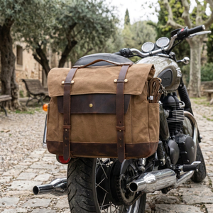 Alforja Retro para Motocicleta, <span class=keywords><strong>Bolsa</strong></span> Trasera Impermeable, <span class=keywords><strong>Bolsa</strong></span> Lateral de Lona, Equipaje para Motociclista, 40x15x30cm, para Casco y Viajes - Product Image 1