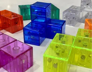 Bloques magnéticos de cubo para niños, piezas de rompecabezas montadas