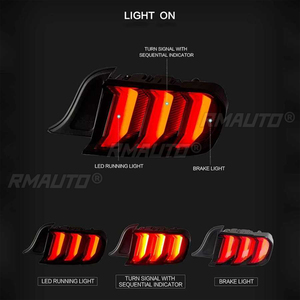 ไฟท้ายสำหรับรถฟอร์ดมัสแตงรุ่น US ปี 2015-2020 ชุดประกอบไฟท้าย 5 โหมด ไฟ LED แบบไดนามิก ไฟเลี้ยว ไฟเบรก เลนส์รมดำ ไฟขับขี่ - Product Image 2