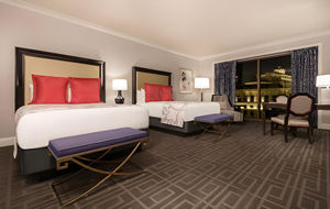 Ensemble de mobilier de chambre d'hôtel 5 étoiles de luxe : Lits Queen modernes et bancs à base dorée – <span class=keywords><strong>Suite</strong></span> durable prête pour projets personnalisés - Product Image 3
