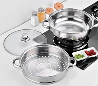 Hot Sale Dampfer Herd Bratpfanne mit Glas deckel Doppels ch ichten Edelstahl Dampf garer Hot Pot