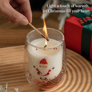 Candela in Vetro a Doppia Parete con Glitter, Albero di Natale, Aromaterapia, Regalo Romantico, Decorazione Casa, Vendita all'Ingrosso - Product Image 2