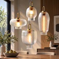 Moderne Gehämmerte Glas-Pendelleuchte, Luxuriöse Goldene Hängelampe für Esszimmer, Kücheninsel, Hotel & Restaurant