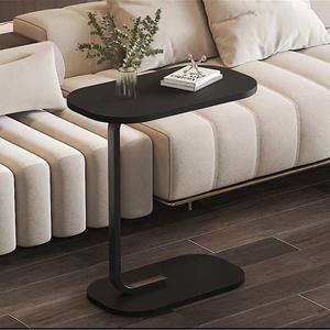 Mesa Auxiliar Portátil de Madera para Sala de Estar o Dormitorio, Diseño Minimalista, Mesa de Centro con Tapa Ovalada y Base de Metal - Product Image 2