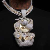 Colgante de Lujo de Plata de Ley 925 con Moissanita Helada, Estilo Hip-hop, Personalizado 3D Bicolor, para Hombre, Ropa Urbana, Regalo para Fiesta, ¡Venta Caliente!