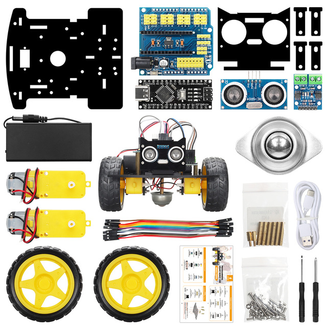 Tscinbuny 2WD Programmable Mini Robot Car Kits Stem Education Project for School Child